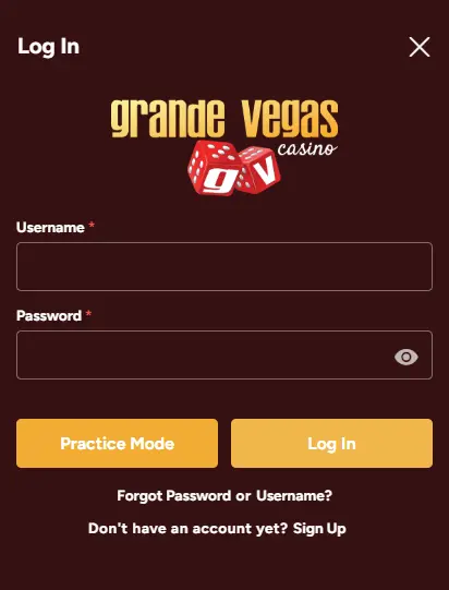 Grande Vegas casino login